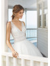 Beaded V Neck Ivory Lace Tulle Chic Wedding Dress